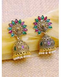 Buy Online Crunchy Fashion Earring Jewelry Crunchy Fashion Traditional Gold-Plated Multicolor Choker Jewellery Set CFS0391  CFS0391