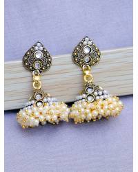 Buy Online Royal Bling Earring Jewelry Traditional  Ethnic Meenakari  Grey Jhumka Hoop Earring With Pearls RAE1352 Jewellery RAE1352
