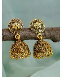 Buy Online Crunchy Fashion Earring Jewelry Crunchy Fashion Gold-Plated Imitattion Pearl & Pink Kundan Earring With Maang Tika RAE1981 Jewellery RAE1981
