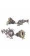 Oxidized German Silver Meenakri Floral Temple Design Jhumka Earring With Pearls RAE1080