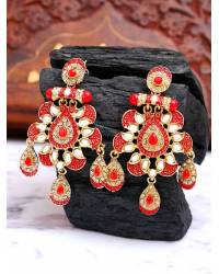 Buy Online Royal Bling Earring Jewelry Three AD Row Green Drop Earrings Jewellery CFE0311