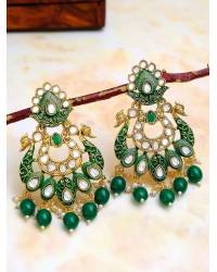 Buy Online Royal Bling Earring Jewelry Designer Studded Gold Plated Kundan Red Earrings With White Pearls RAE1034 Jewellery RAE1034