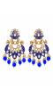 Crunchy Fashion Jewellery Traditional Gold-Plated Peacock Design Blue Meenakari Dangler Earrings  RAE1089