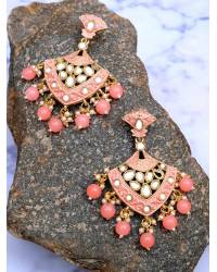Buy Online Crunchy Fashion Earring Jewelry Crunchy Fashion Gold-Tone Tribal Dual Pink Peacock  Long Dangler Earrings RAE2316  RAE2316
