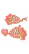 Traditional Gold-Plated Ethnic Kundan & Imitation Pearl Pink Dangler Earrings RAE1091