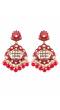 Traditional Gold-Plated Ethnic Kundan & Imitation Pearl Red Dangler Earrings  RAE1092