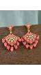 Antique Design With Kundan & Imitation Pearls Spare Head Pink Gold-Plated Earrings RAE1093