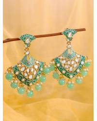 Buy Online Royal Bling Earring Jewelry Gold-Plated Floral Leaves Square Cut Green Studd Stone Earrings RAE1192 Jewellery RAE1192