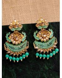 Buy Online Crunchy Fashion Earring Jewelry Crunchy Fashion Gold-Plated Blue Kundan Studded Multilayered White Faux Pearl Jewellery Set RAS0554 Jewellery Sets RAS0554