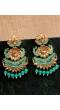 Traditional Gold Plated Green Color Drop & Dangle Floral  Earrings  RAE1099