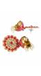 Traditional Indian Gold plated Round Floral Royal Pink Jhumka Earring RAE1101