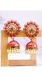 Traditional Indian Gold plated Round Floral Royal Pink Jhumka Earring RAE1101