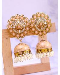Buy Online Royal Bling Earring Jewelry Gold-Plated Jhalar Bali Hoop Earrings With Blue Pearls RAE1478 Jewellery RAE1478