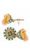 Crunchy Fashion Gold-Plated Bollywood Style Green Kundan Work  Jhumka Earrings RAE1108