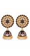 Traditional Gold-Plated Round Floral Meenakari Black Jhumka Earrings RAE1111