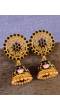 Traditional Gold-Plated Round Floral Meenakari Black Jhumka Earrings RAE1111