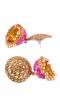 Traditional Gold-Plated Round Floral Meenakari  Royal Pink Jhumka Earrings RAE1114
