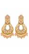 Traditional Gold- Plated Double Floral  Pink Color Dangler Earrings RAE1120