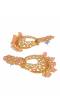 Traditional Gold- Plated Double Floral  Pink Color Dangler Earrings RAE1120