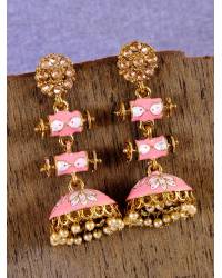 Buy Online Royal Bling Earring Jewelry Gold-Plated Pink Stone Leaf Jhumka Earrings  Jhumki RAE2256