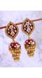 Traditional Gold-Plated Maroon Meenakari Layered Jhumki Pearl Earrings RAE1134