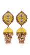 Traditional Gold-Plated Yellow Meenakari Layered Jhumki Pearl Earrings RAE1135