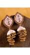 Traditional Gold-Plated Light Pink Meenakari Layered Jhumki Pearl Earrings RAE1136