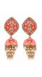 Traditional Gold-Plated Orange Meenakari Layered Jhumki Pearl Earrings  RAE1137