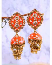 Buy Online Royal Bling Earring Jewelry Gold-plated Kundan Pearl Beaded Ethnic Indian Indian Jhumka Earings RAE1454 Jewellery RAE1454
