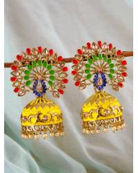 Buy Online Royal Bling Earring Jewelry Gold-Plated Embelished Pink Kundan and  Faux Pearl Jhumka Earrings RAE1813 Jewellery RAE1813