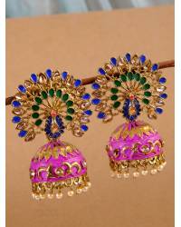 Buy Online Royal Bling Earring Jewelry Crunchy Fashion Oxidized Silver Traditional Multicolor Stone Goddess Laxmi Jhumki Earrings RAE2270 Jhumki RAE2270