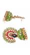 Beautiful Meenakari Peacock Inspired Gold-Plated Green-Multicolor Jhumka Earrings RAE1140