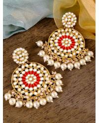 Buy Online Royal Bling Earring Jewelry Stylish Pink-Mint Green Pearls Doli-Palki Kundan Earrings With Drops & Danglers RAE2397