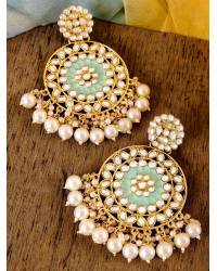 Buy Online Royal Bling Earring Jewelry Ethnic Gold-Plated Jadau Green Kundan Long Pearl  Dangler Earrings RAE1761 Drops & Danglers RAE1765