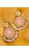 Designer Gold-Plated Kundan Stone Pink Dangler White  Pearl Stone Studs Earrings RAE1145