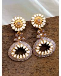 Buy Online Royal Bling Earring Jewelry Gold-plated Green Kundan Design Jhumki Earrings RAE1604 Jewellery RAE1604
