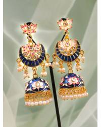 Buy Online Royal Bling Earring Jewelry AD studded Conical pendant set With Pearl Drop Jewellery CFS0056