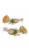 Ethnic Gold-Plated Lotus Style Green Jhumka Earrings With White Pearls RAE1151