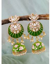 Buy Online Royal Bling Earring Jewelry Gold-Plated Pink Stone Floral Jhumka Earrings RAE1800 Jewellery RAE1800
