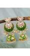 Ethnic Gold-Plated Lotus Style Green Jhumka Earrings With White Pearls RAE1151