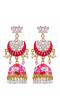 Ethnic Gold-Plated Lotus Style Pink Meenakari Jhumka Earrings