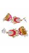 Ethnic Gold-Plated Lotus Style Pink Meenakari Jhumka Earrings