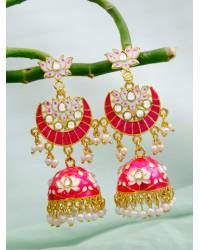 Buy Online Royal Bling Earring Jewelry Gold-Plated Maroon Stone Leaf Jhumka Earrings  Jhumki RAE2257