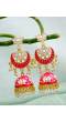 Ethnic Gold-Plated Lotus Style Pink Meenakari Jhumka Earrings