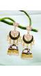 Gold-Plated Lotus Style Black Meenakari Jhumka Earrings RAE1154