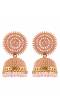 Gold-Plated Round Designs Peach Color Pearls Jhumka Earrings RAE1161