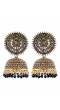 Gold-Plated Round Designs Black Pearls Jhumka Earrings RAE1162