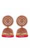 Gold-Plated Round Designs Red  Pearls Jhumka Earrings RAE1164