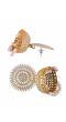 Gold-Plated Round Designs White Pearls Jhumka Earrings RAE1165