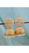 Gold-Plated Round Designs White Pearls Jhumka Earrings RAE1165